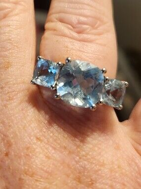 Vintage Topaz & Ster.Silver Ring Wit Earring Set■ No Offers■ Read Below● EUC■